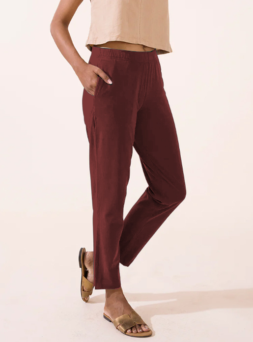 Picture of Peach  Brown Waist Flared Cigar Pant with Pocket